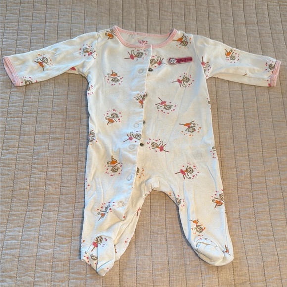 Carter's Pink and White Footies with Monkey Print - Picture 1 of 4